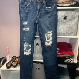 American Eagle Outfitters Blue Skinny Distressed Jeggings
